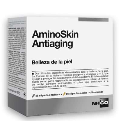 Aminoskin Antiaging, belleza y salud de la piel, es un sistema nutracéutico avanzado duo, desarrollado para mejorar la belleza y la salud de la piel.